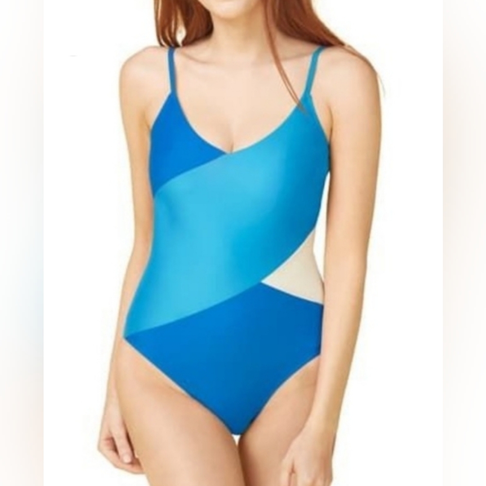 Summersalt The Marina Color Block Blue And White One Piece Swimsuit Size 22